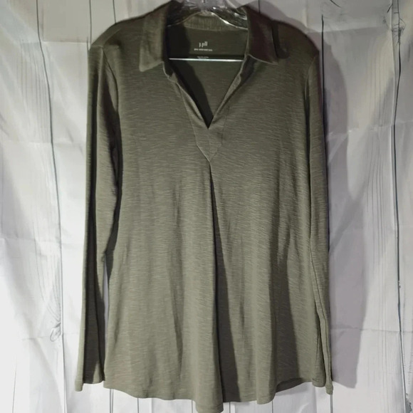 J.Jill Pima center-pleat tunic long sleeve shirt - Picture 4 of 7